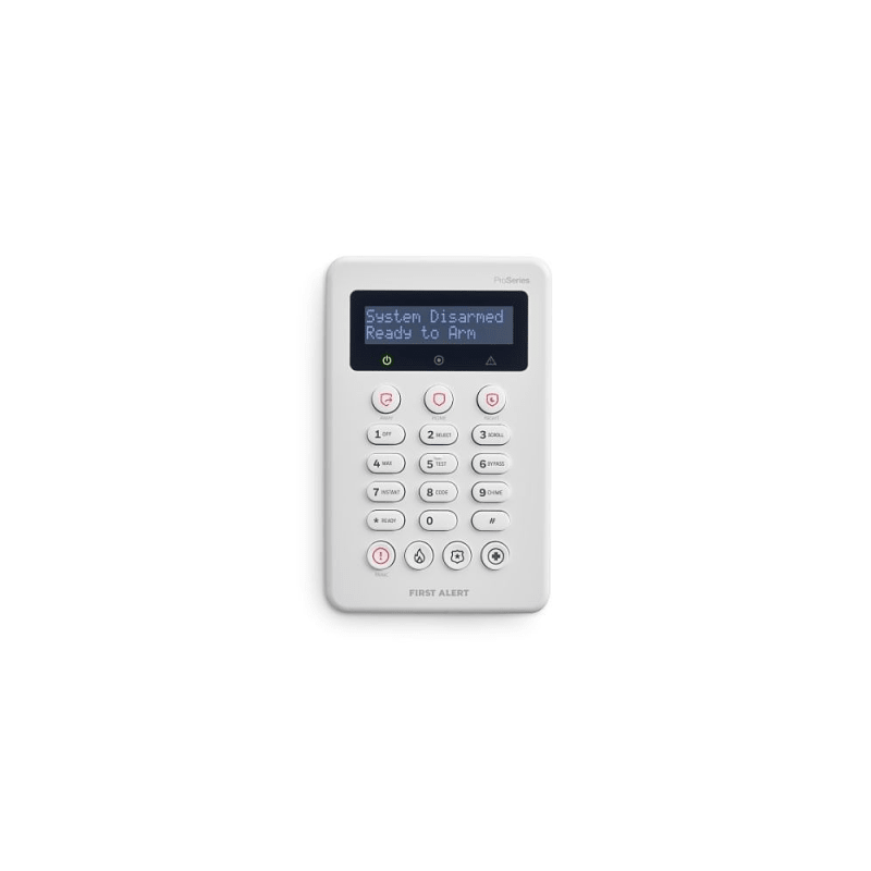 Teclado de Seguridad VISTAHPKP / 2 Líneas Alfa / Pantalla Personalizable / Teclas de Emergencia Dedicadas / Diseño Slim / Compatible con VISTA H3 Hybrid Series