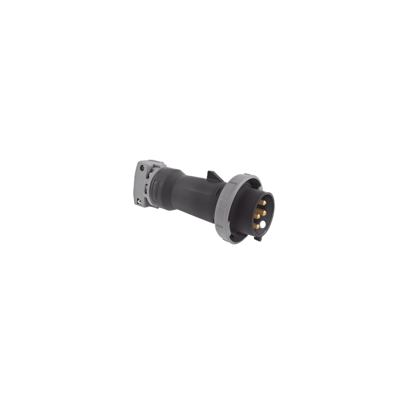 Enchufe Macho Pin and Sleeve Trifásico / 60 A 600 VCA 3 Fases / 3 Polos 4 Hilos / Hermético / Grado Industrial / Color Negro.