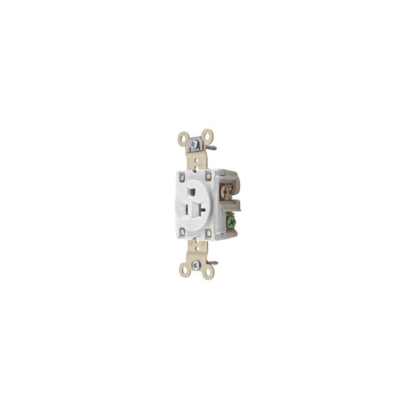 Contacto Sencillo / 20 A 125 V / 2 Polos 3 Hilos / Nema 5-20R / Color Blanco / Grado Industrial.