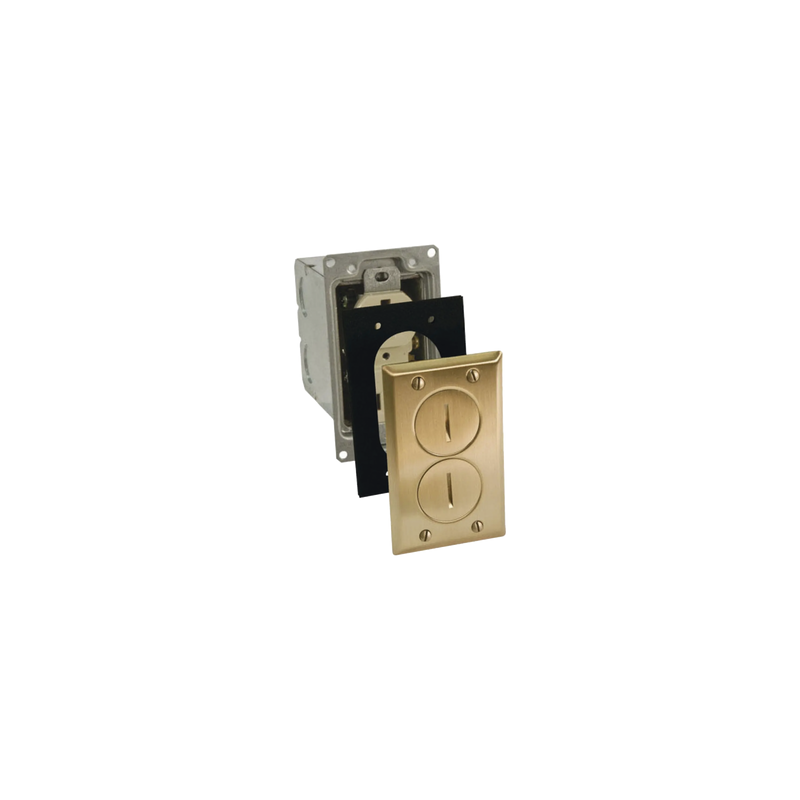 Kit Caja de Piso Hubbell Receptaculo 15A Acabado Latón | Precio México - Envío Inmediato | LM Soluciones