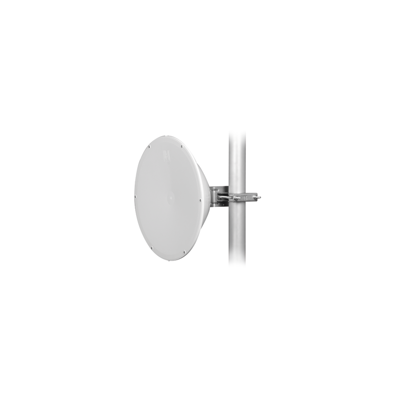 Antena direccional de Alto Rendimiento/ Parábola profunda para mayor aislamiento al ruido / 24.5 dBi / (4.9 - 6.4 GHz) / Conectores N-Hembra / Fácil Montaje y Soporte de acero inoxidable /  Radomo Incluido