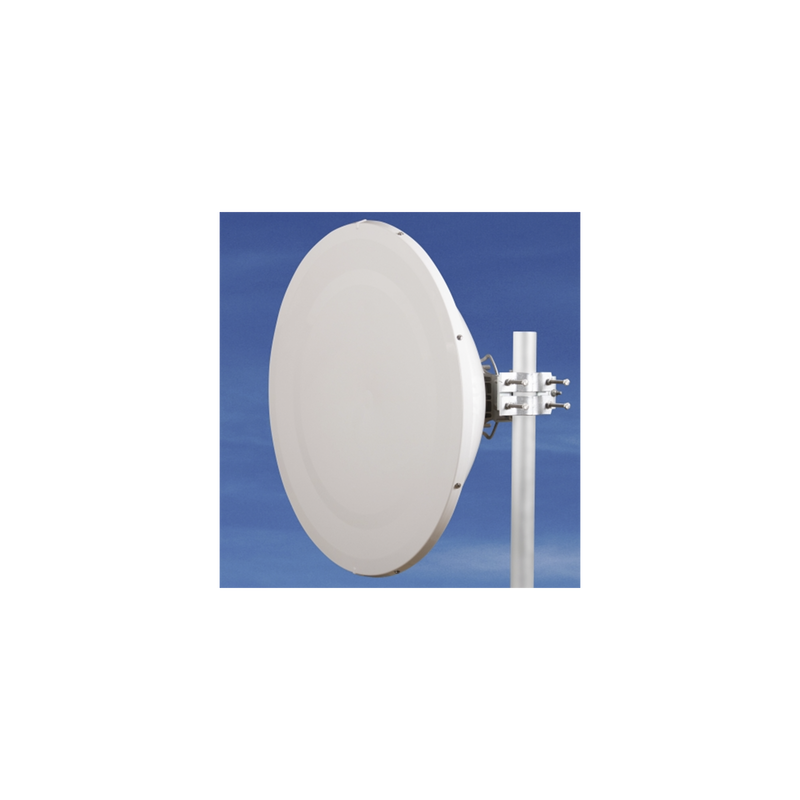 Antena direccional Alto Rendimiento / Parábola profunda para mayor aislamiento al ruido /4 ft / Guía de onda  para radio B5x y C5x / Ganancia de 35 dBi / Soporte de acero inoxidable / Polaridad en 90 ° y 45 ° / Incluye montaje.