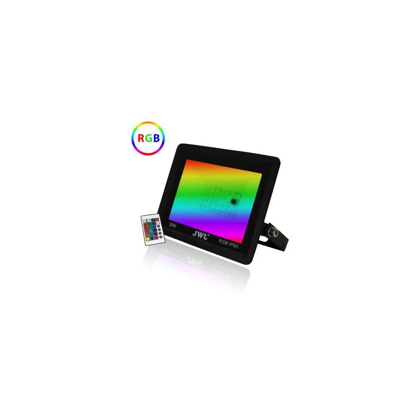 Reflector LED RGB JWJ 50W IP66 Control Remoto 7 Colores