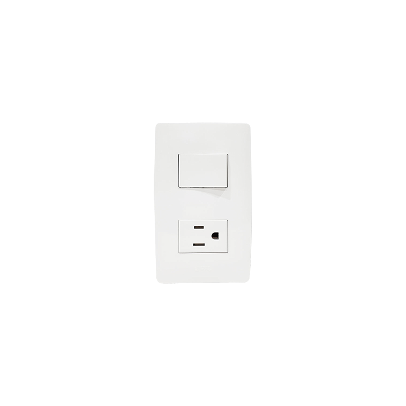 Apagador Escalera y Contacto de 127 V~60 Hz 10/15 A.