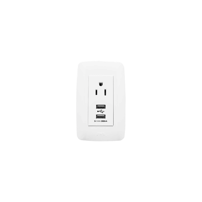 Contacto Sencillo 15A con 2 Puertos USB Blanco JWJ | Precio México - Envío Inmediato | LM Soluciones