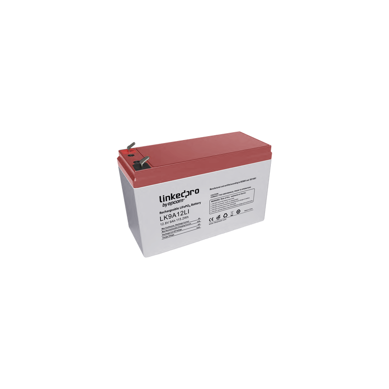 Batería de Litio 12.8 Vcc / 9 Ah / Tecnología LiFePO4 /2000 Ciclos de Vida/ Para uso en equipo electrónico, UPS (litio) / Incendio/ Control de acceso / Video Vigilancia / Terminales F1 ( Incluye adaptador para terminal F2 )
