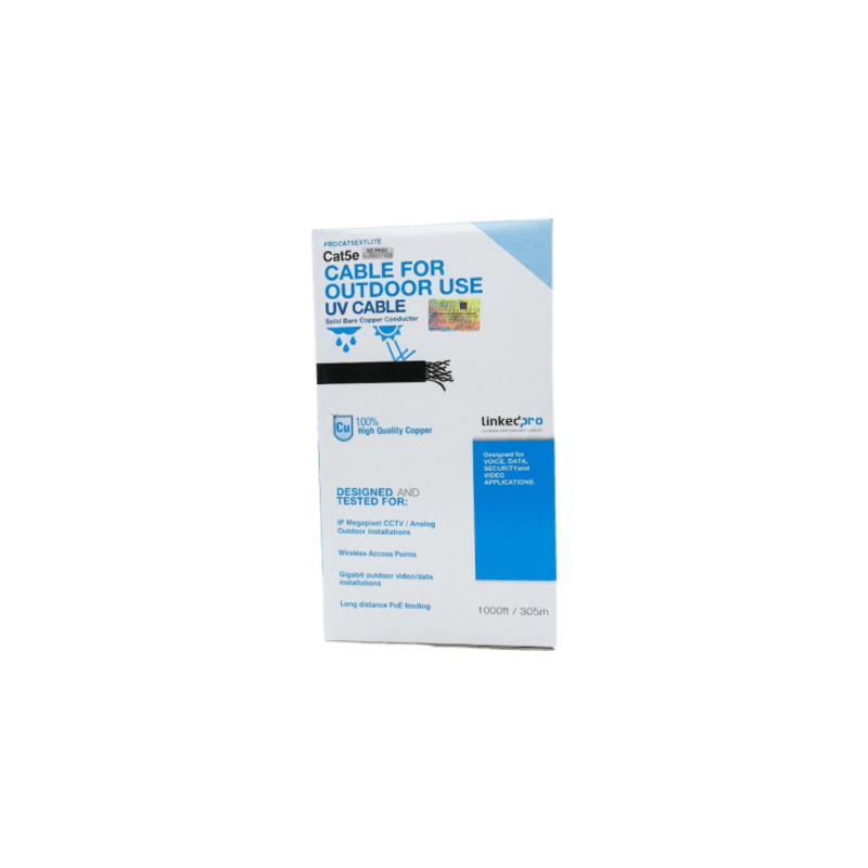 Bobina Cable Cat5e Exterior 305m Negro LinkedPro