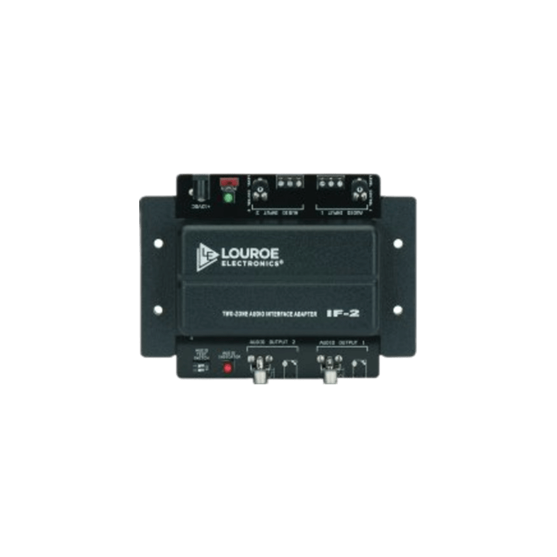 Adaptador de Interfaz de Audio de Dos Zonas / Compatible con Micrófonos Louroe / Salidas RCA y 3.5 mm / Gain Adjust por Canal / 12 VDC