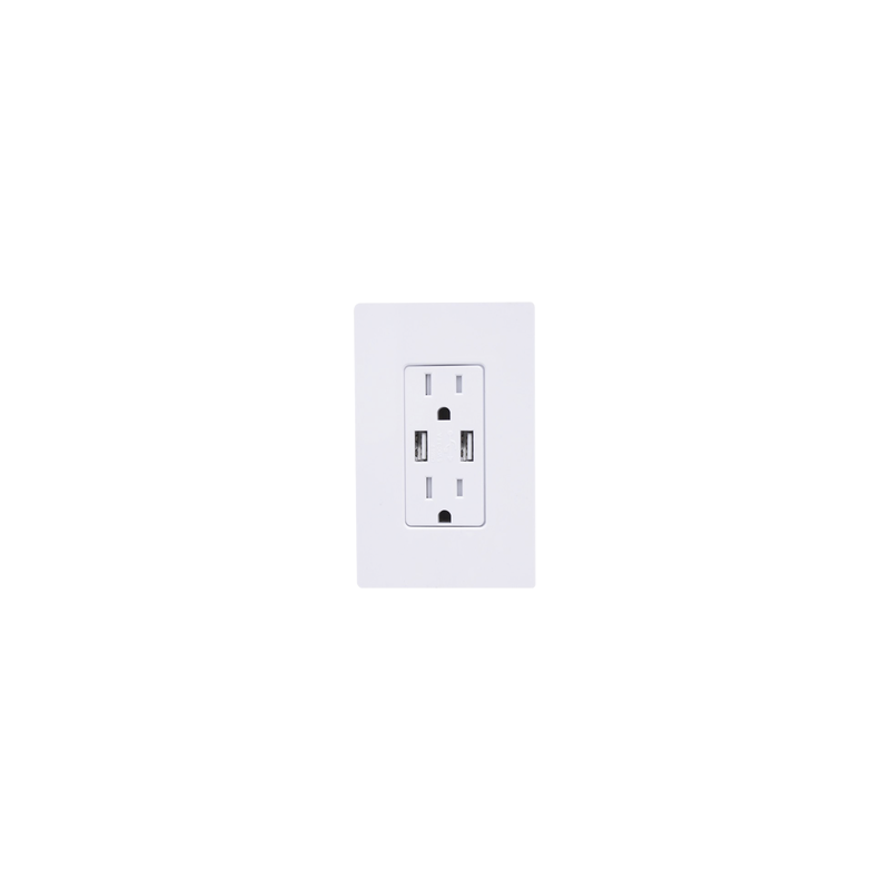 Tomacorriente 15 Amp con USB Lutron Electronics Blanco