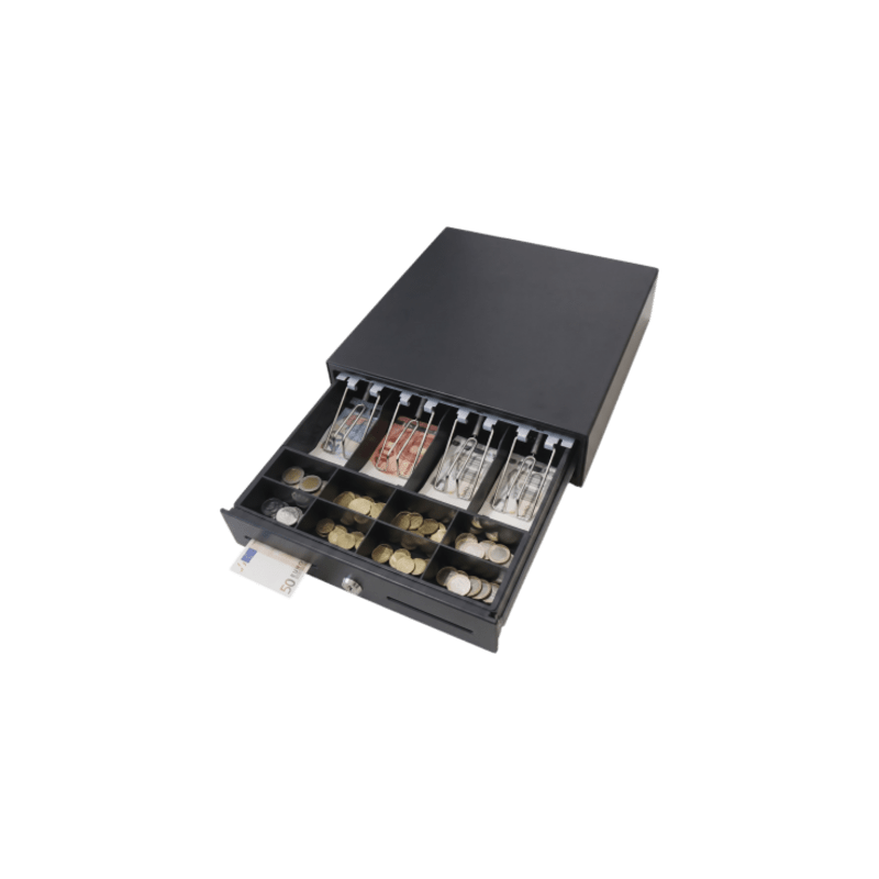 Cajón para Efectivo / Serie MK / 4 Compartimentos Billetes 5-8 Monedas / Clips Metálicos / Ranura de Inserción / Punto de Venta