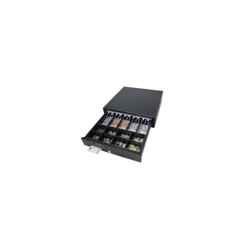Cajón para Efectivo / Serie MK / Push Open / Insertos Ajustables Billetes y Monedas / Cubierta de Acero / Operación Manual