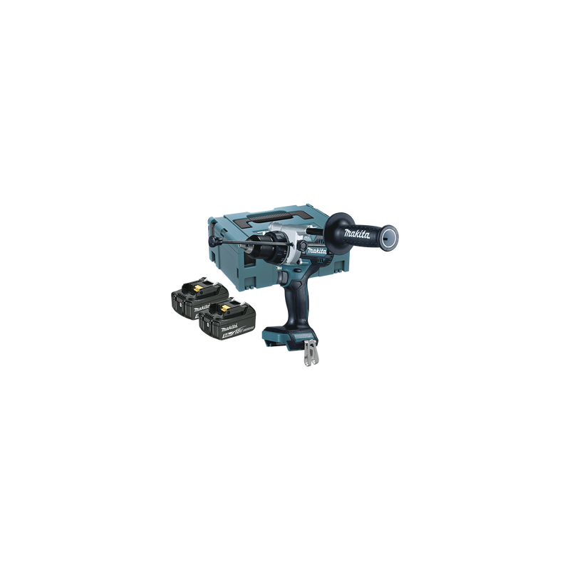 Taladro combinado BL 18 V LXT 5.0 Ah 130 Nm. Incluye 2 baterías 5.0 Ah, cargador rápido y maletín Makpac.