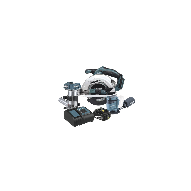 Kit Makita Carpintería Inalámbrico: Sierra, Router, Lijadora