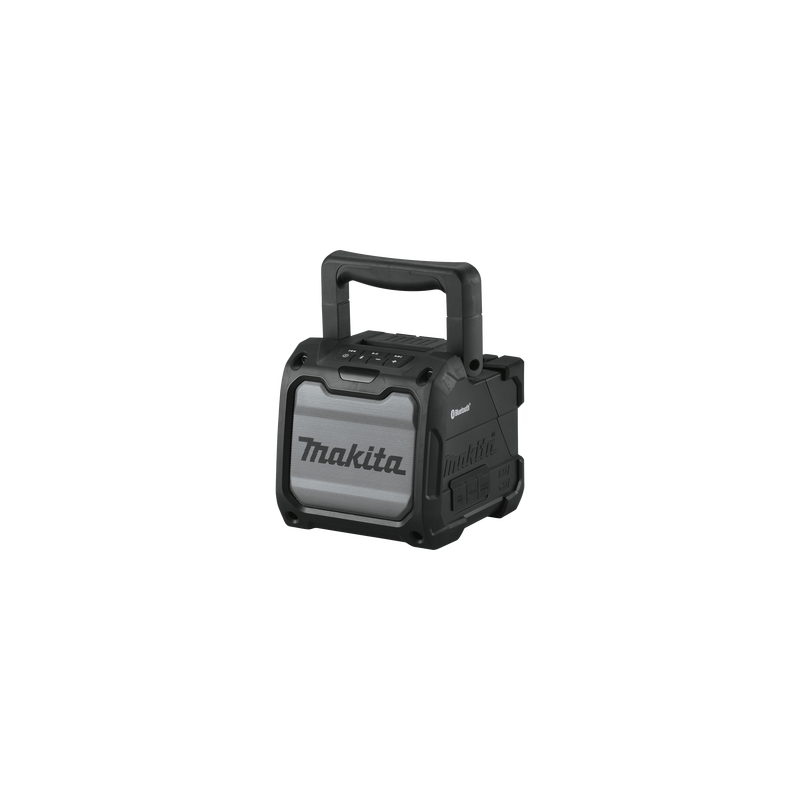 Bocina Negra Bluetooth con entrada USB, Auxiliar y Cargador, Funciona con Batería LXT de 18V o CXT de 12v (no inluidas) 