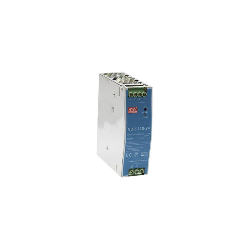 Fuente de poder industrial de 120 W, salida 24 Vcc 5A, entrada 90~264 VCA, Montaje en riel DIN, 
