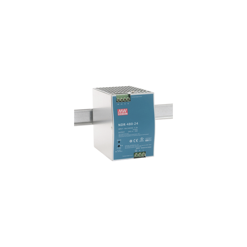 Fuente de Poder Industrial 480W 24Vcc Riel DIN MEANWELL