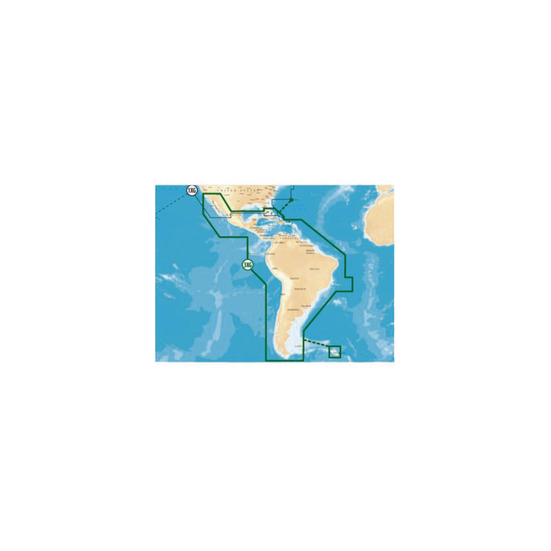Mapas Navionics Gold XL9 3XG del Caribe, Centro y Sudamérica