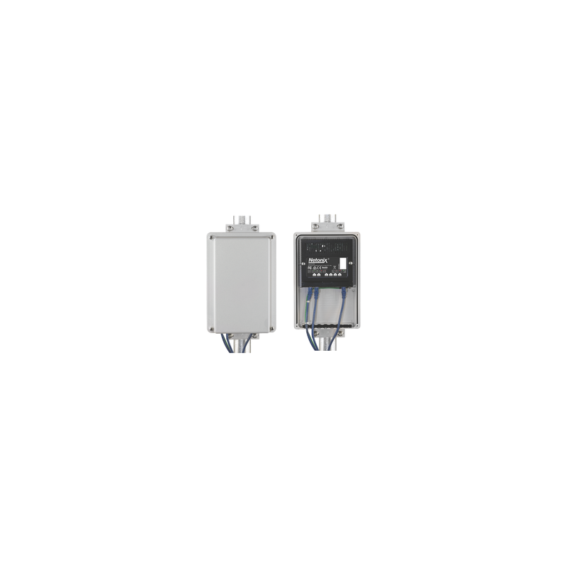 Kit Switch WISP PoE pasivo 6 puertos Gigabit, entrada PoE 37-53 Vcc + gabinete para exterior IP65