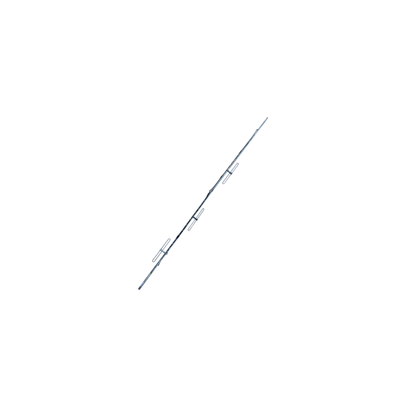 Antena base de 4 dipolos. Rango de frecuencia de 144 - 160 MHz y ganancia de 6/9 dBi omnidireccional/direccional. 
