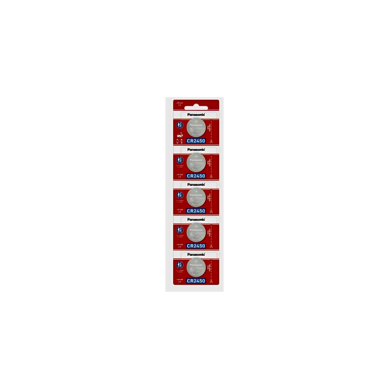 Batería Litio 3V CR2450 Panasonic - Tira 5 pzas