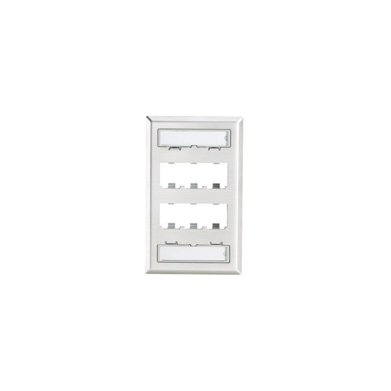 Placa de Pared Vertical Acero Inoxidable 6 Puertos Mini-Com