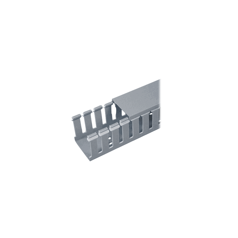 Canaleta Ranurada de PVC con Tapa, Tipo F, 32 mm, Gris, Pand