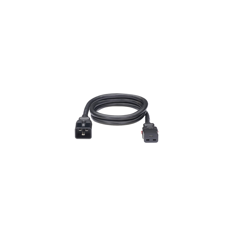 Cable de Alimentación Eléctrica Con Bloqueo de Seguridad, de IEC C20 a IEC C19, 60 cm de Largo, Color Negro, Paquete de 10 Piezas