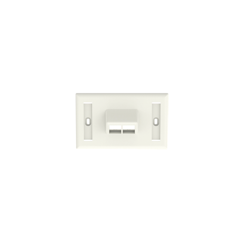 Placa de Pared Horizontal 2 Puertos Keystone Blanco Mate Pan