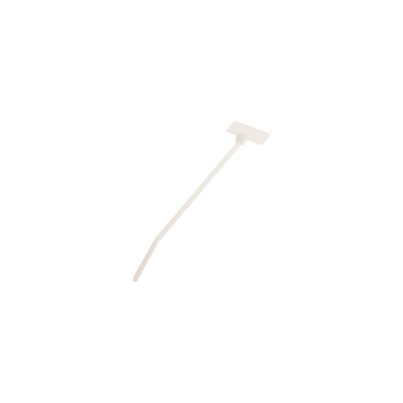 Cincho de Identificación Tipo Bandera, 109 mm largo x 2.4mm ancho, Área de Marcado de 7.9 x 19.1 mm, Nylon 6.6, Color Natural, Bolsa de 100pz 