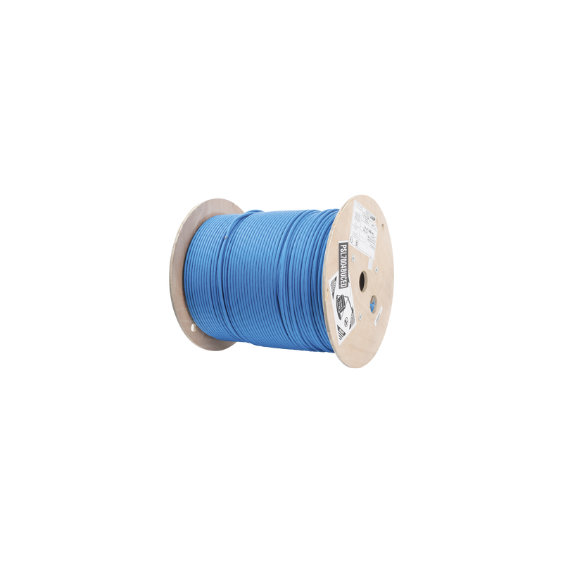 Bobina de Cable Blindado S/FTP de 4 Pares, Cat7, Inmune a Ruido e Interferencias, LSZH (Bajo Humo, Cero Halógenos), Color Azul, Bobina de 500 Metros (1640 Pies)