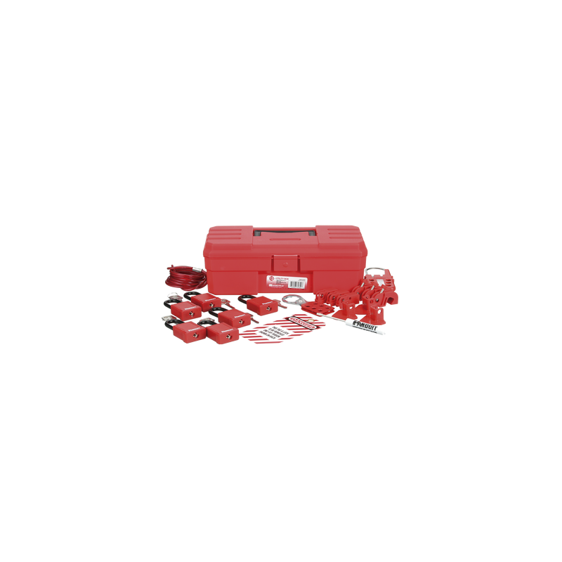 Kit de Bloqueo LOTO para Contratistas con Componentes (Color Rojo).