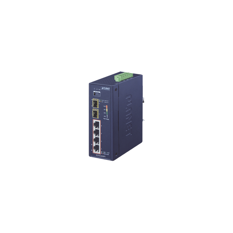 Switch PoE Industrial PLANET 4 Puertos PoE+ 2 SFP | Precio México - Envío Inmediato | LM Soluciones