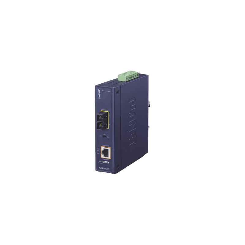 Convertidor medios Industrial PoE+ 1000BASE-LX PLANET