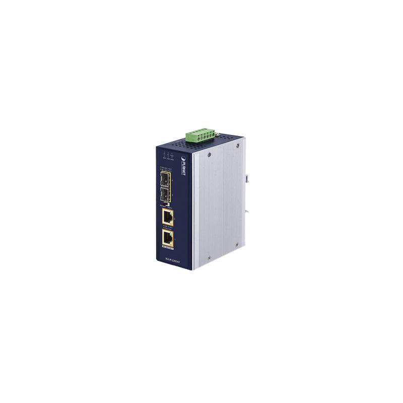 Convertidor Industrial PLANET 2 SFP a 2 RJ45 PoE++ 802.3bt | Precio México - Envío Inmediato | LM Soluciones