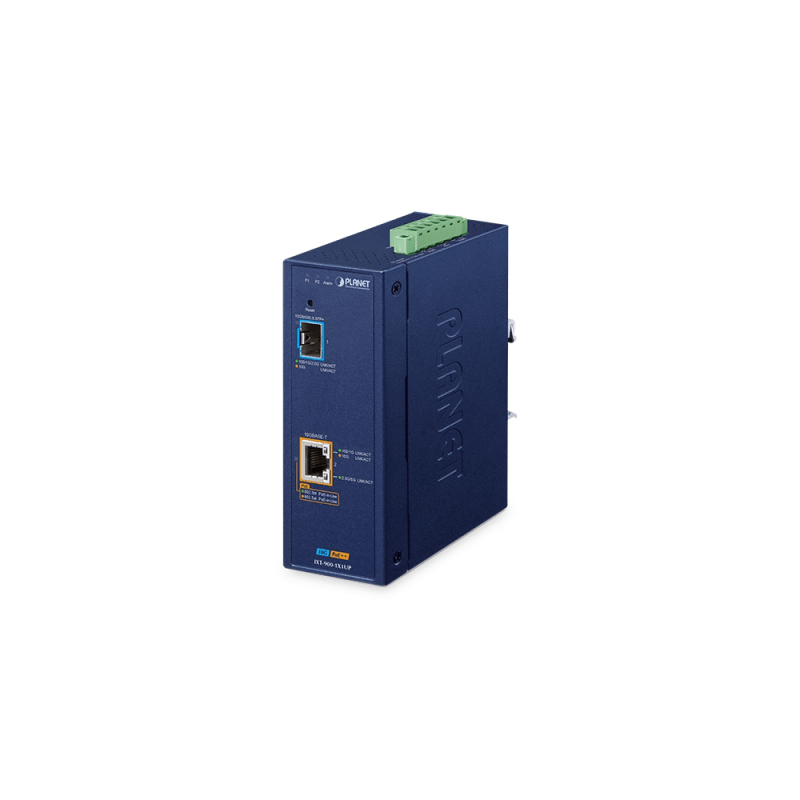 Convertidor de Medios PoE Industrial PLANET 10G SFP+ y 10GBA