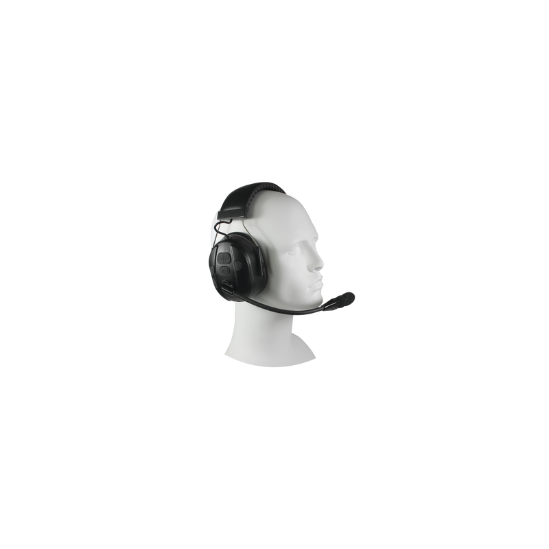 Audífonos inalámbricos Bluetooth con diadema rígida por arriba de la cabeza compatible con adaptadores PRYME BLU, radio y dispositivos bluetooth, con función de PTT y para contestar celulares.