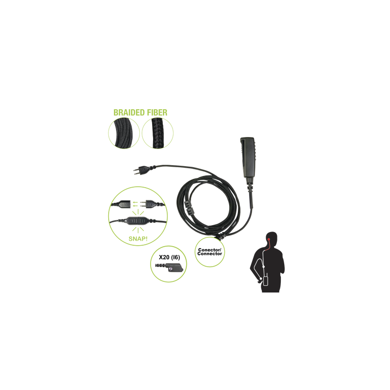 Cable Micrófono PRYME SNAP SNP-2W-20-BF para Icom