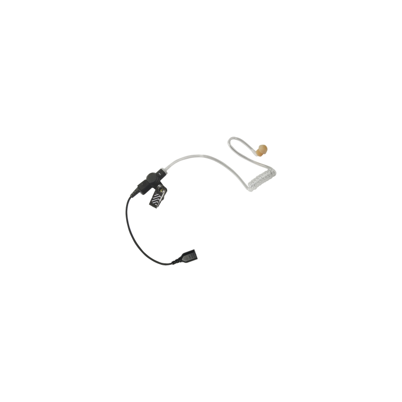 Auricular de tubo acústico transparente con cable de fibra tranzada con conector SNAP tipo MIRAGE. Requiere micrófono de solapa de 1 o 2 hilos de la Serie SNAP.