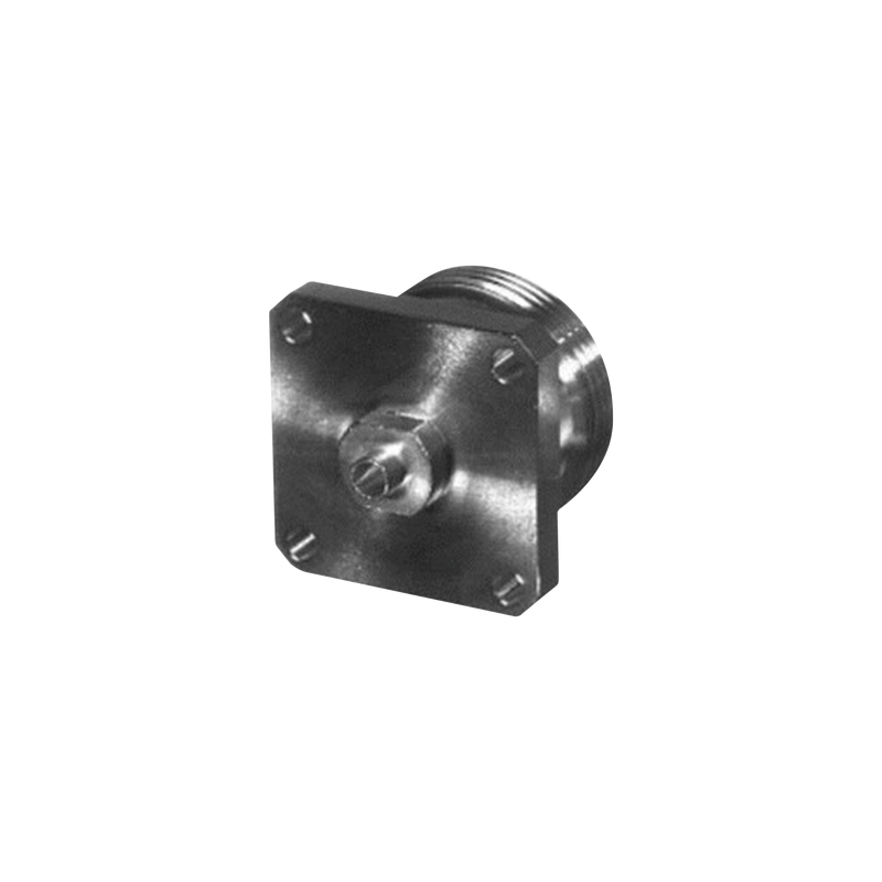 Conector 7-16 DIN Hembra para Chasis y Montaje en Cable Semi-Rígido de 1/4", Plata/ Plata/ Teflón.