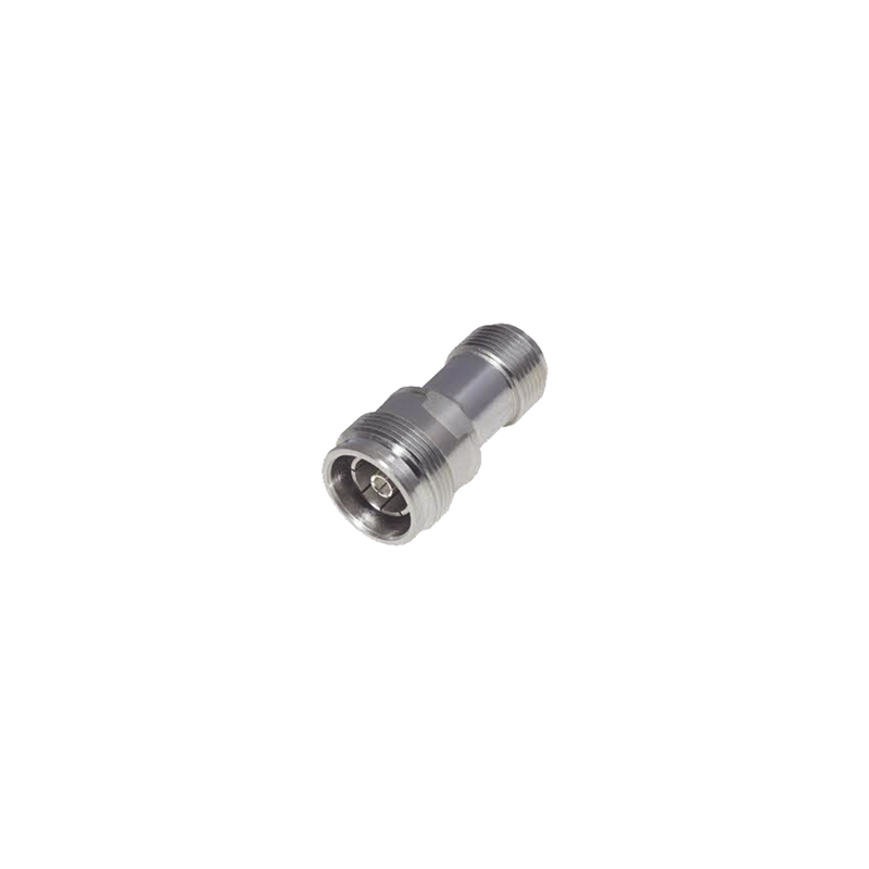 Adaptador en Línea de Conector 4.3-10 Hembra a N Hembra, Bronce Blanco/ Plata/ Teflón.