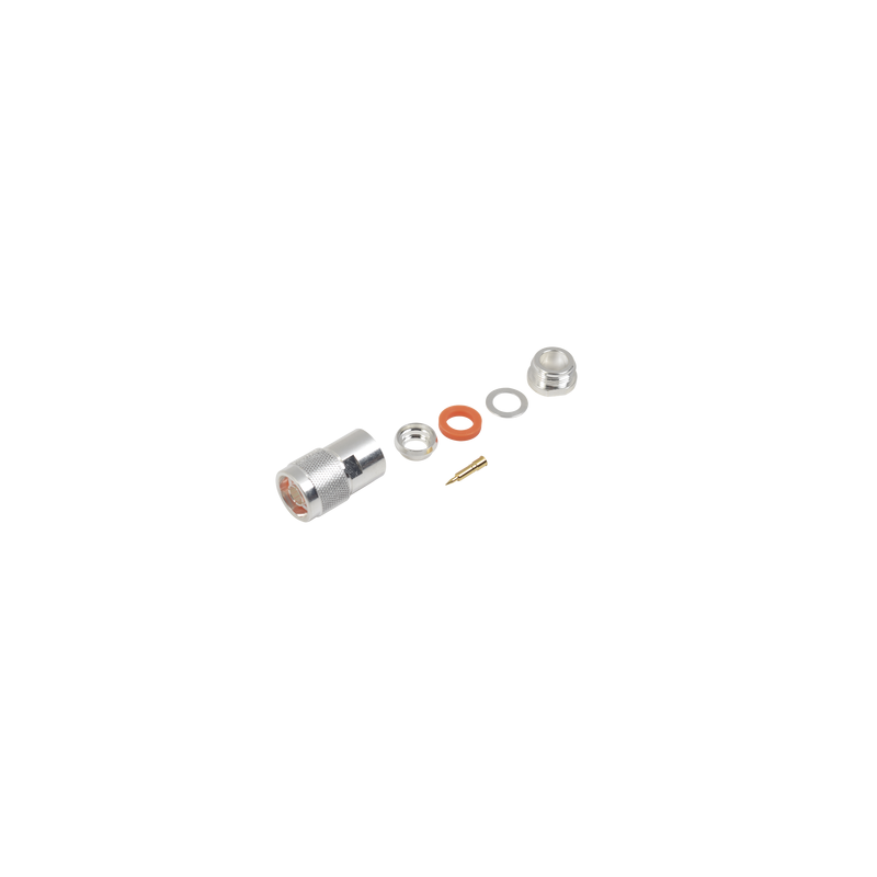 Conector N Macho de Rosca para Cables 9913, RFLASH-1113, 7810A, RG8/U-SYS, CNT-400, 8214, Plata/Oro/Teflón.