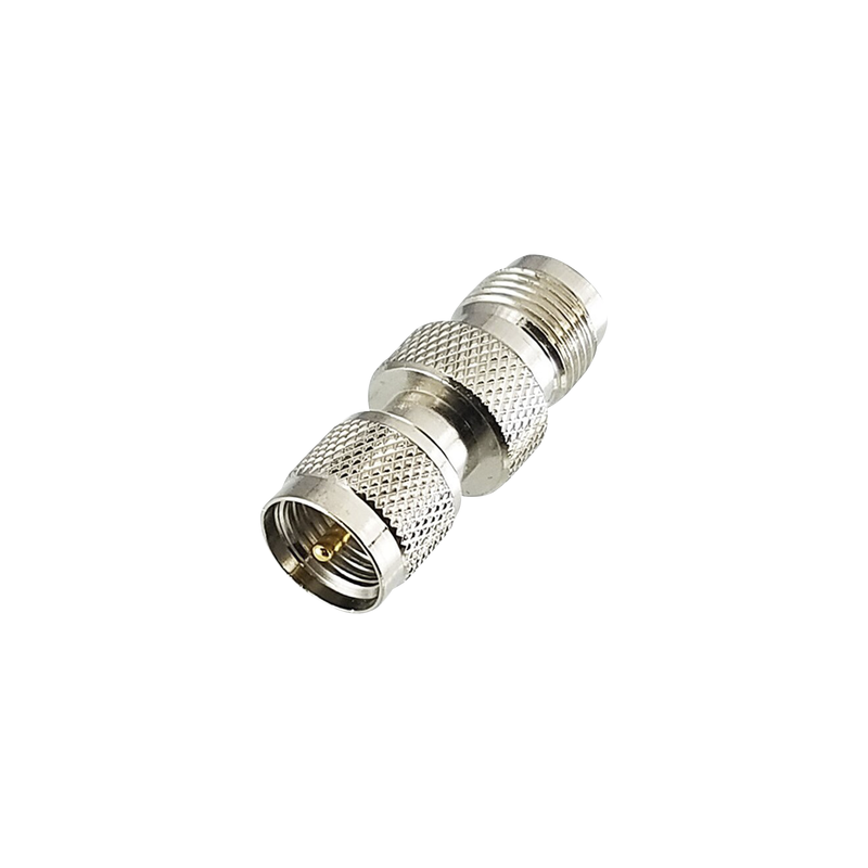 Adaptador en Línea, de Conector Mini UHF Macho a TNC Hembra, Níquel/ Oro/ Teflón.