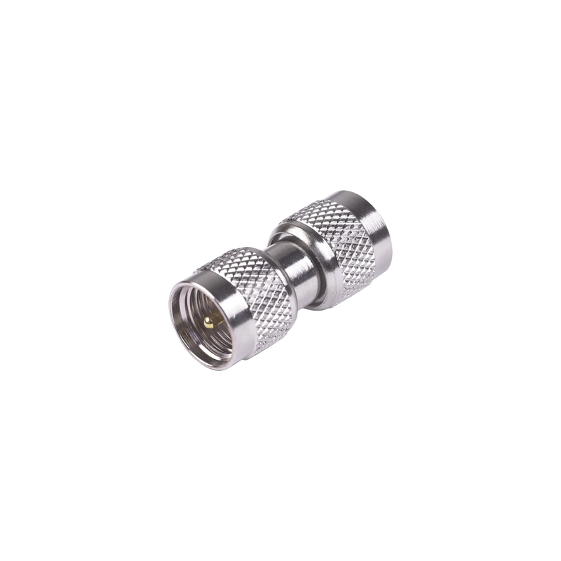 Adaptador Barril Mini-UHF Macho, Níquel/Oro/Teflón - RF Indu