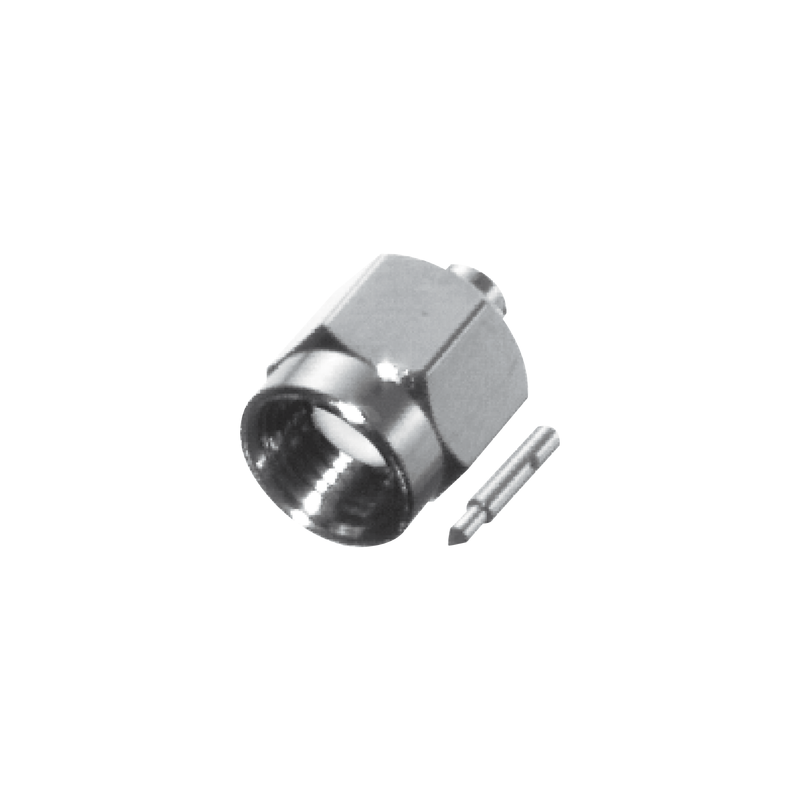 Conector SMA Macho para cable Semi-Rígido de 0.085" de Diámetro, Níquel/ Oro/ Teflón.
