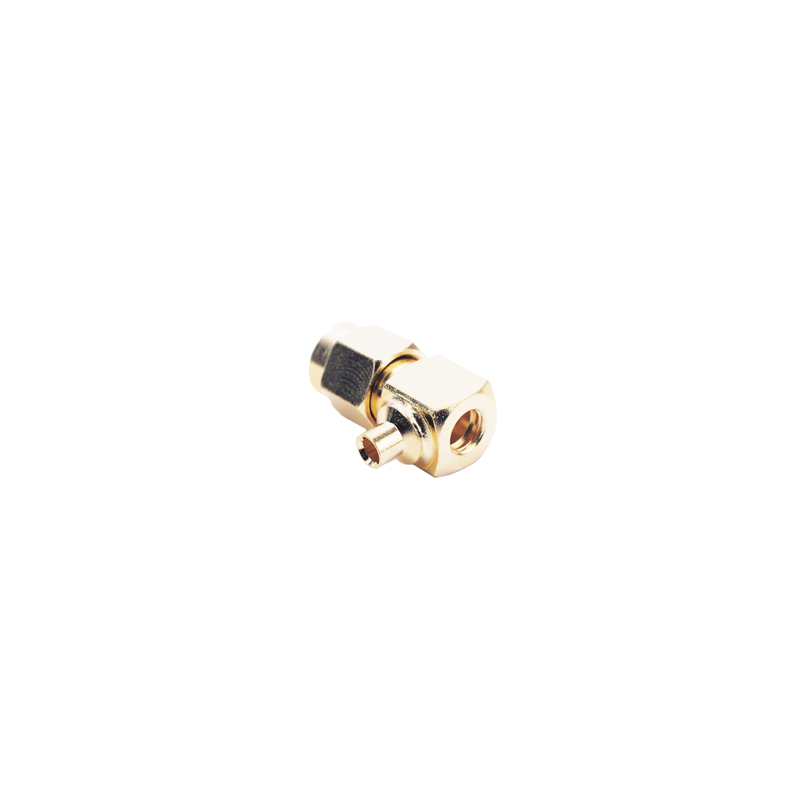 Conector SMA Macho en A/R para cable Semi-Rígido de 0.085" de Diámetro , Oro/ Oro/ Teflón..