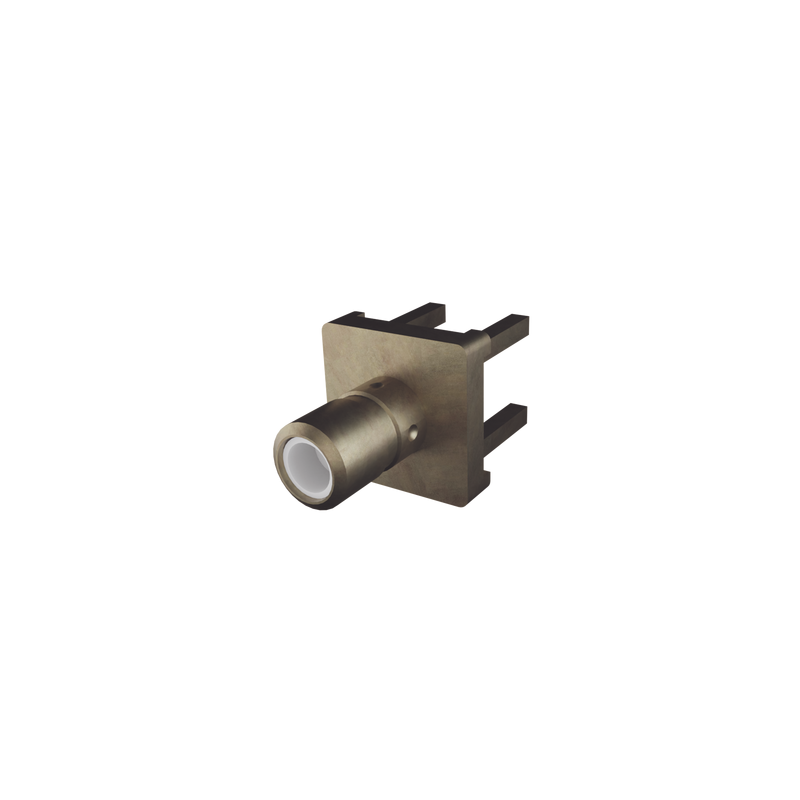 Conector SMB Hembra (PIN Macho) Montaje Vertical para PCB, 75 Ohm, Oro/ Oro/ Teflón.