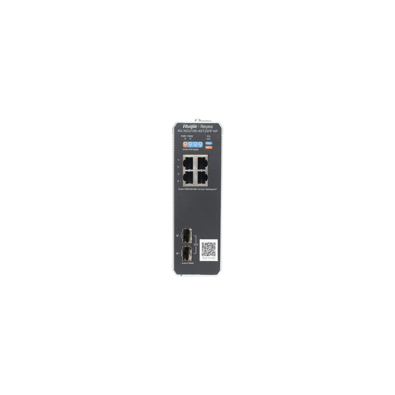 Switch Industrial PoE+ Ruijie 4 PoE+ 2 SFP hasta 180W | Precio México - Envío Inmediato | LM Soluciones