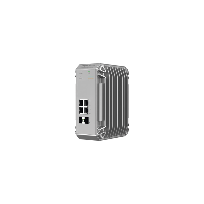 Switch Industrial PoE hasta , Ideal para temperaturas Extremas y protección contra descargas, 4 Puertos Gigabit PoE 802.3 af/at, 2 puertos SFP Administrable Cloud