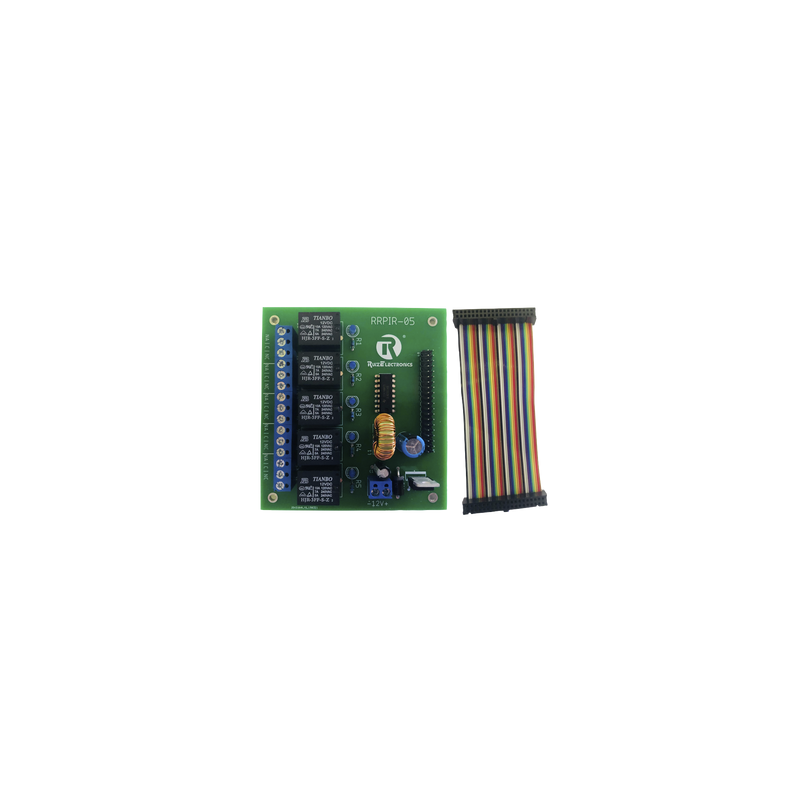 Tablilla interfaz de 5 relevadores con arnés 20x2 pines para Raspberry Pi