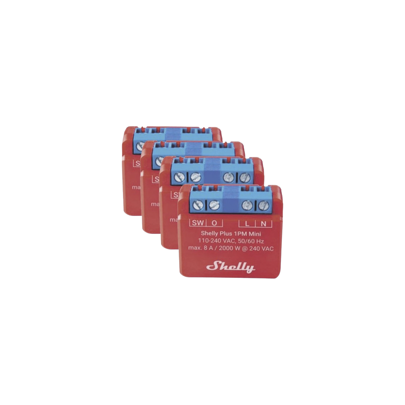 Kit 4 piezas Interruptor Inteligente Shelly Plus 1PM Mini 8A